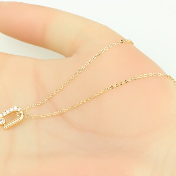 Elegant Rose Gold Necklace with Crystal Charm Chain, XPNL0410 - Picture 3 of 12